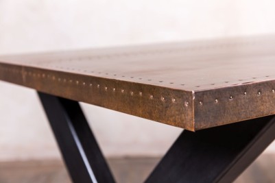 halifax-x-frame-dining-table-copper-top-close-up